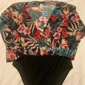 Flora sheer body suit 3/4 quarter sleeve‎ DAYG